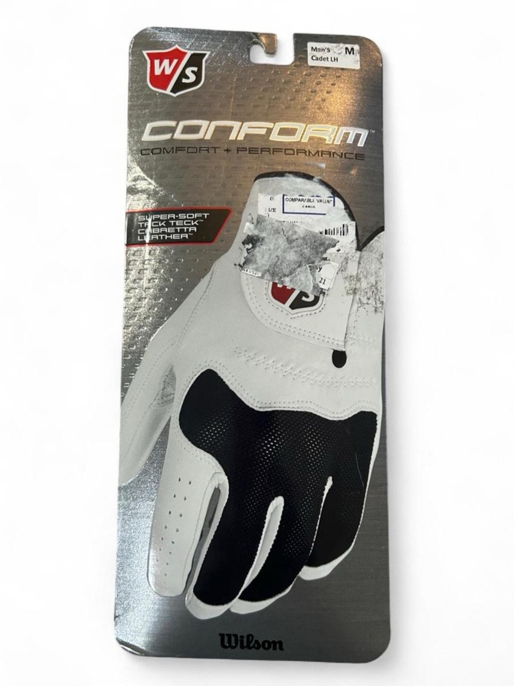 Wilson Conform Golf Glove in White and Black - M
